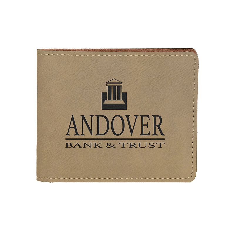 Dompet Pria Bifold Kulit Buatan Laser dengan Saku Koin