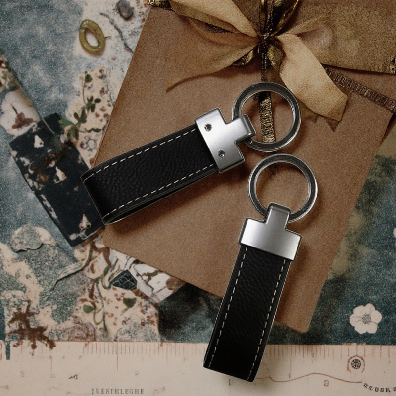 Gantungan Kunci Lanyard Kulit Buatan Laser