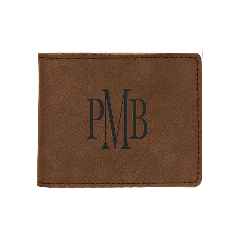 Dompet Pria Bifold Kulit Buatan Laser dengan Saku Koin