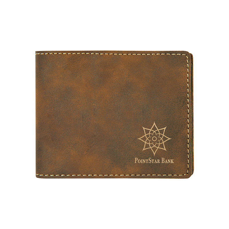 Dompet Pria Bifold Kulit Buatan Laser dengan Saku Koin