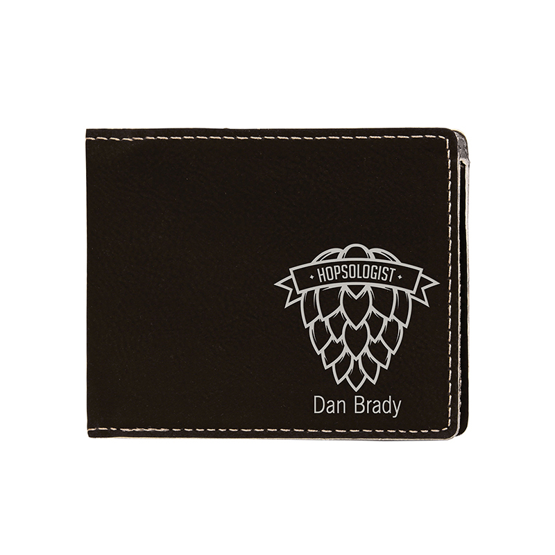 Dompet Pria Bifold Kulit Buatan Laser dengan Saku Koin