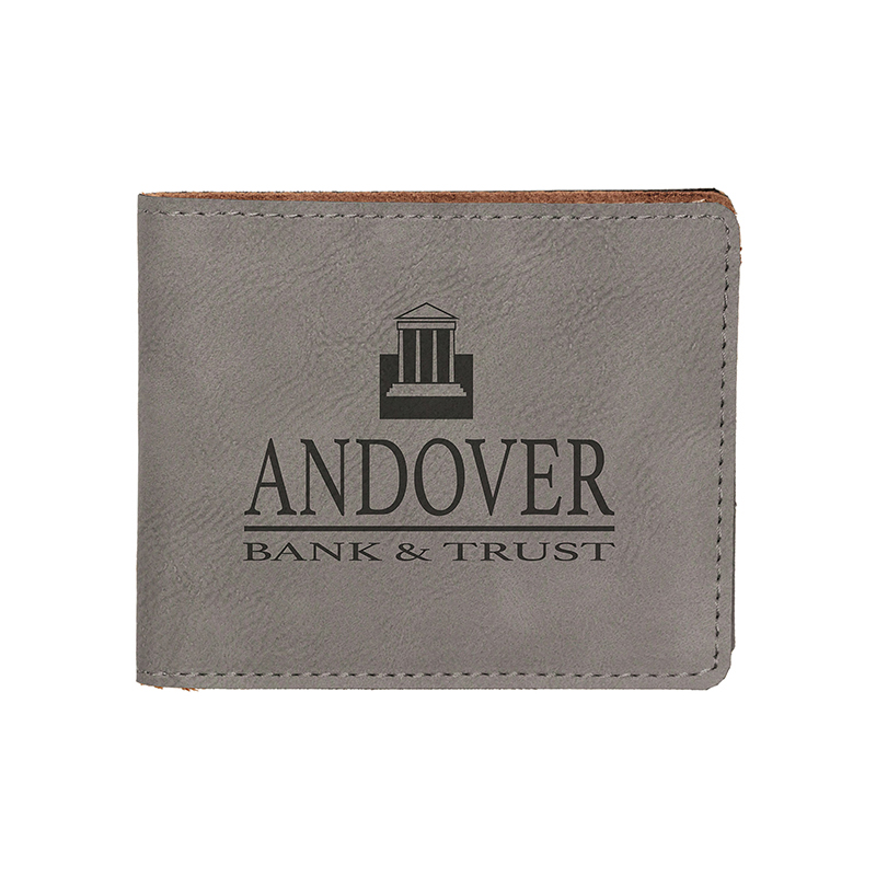 Dompet Pria Bifold Kulit Buatan Laser dengan Saku Koin
