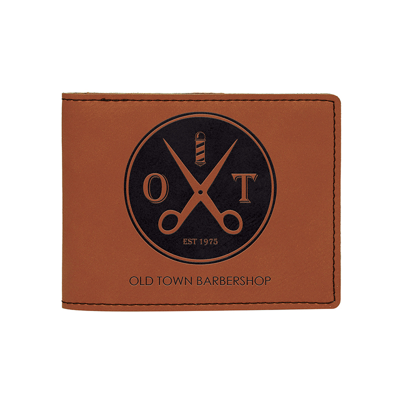 Dompet Pria Bifold Kulit Buatan Laser dengan Saku Koin