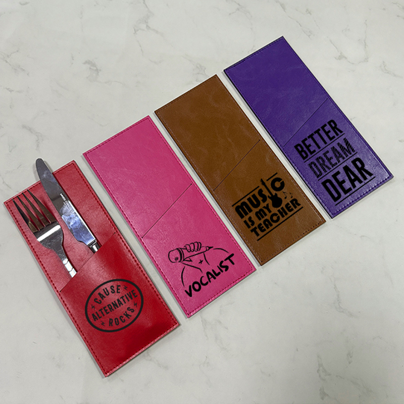 Tempat Peralatan Makan Kulit Buatan yang Dapat Dilaser