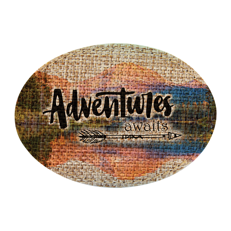 3 1/2' x 2 1/2' Patch Oval Goni yang Dapat Disublimasikan dengan Perekat