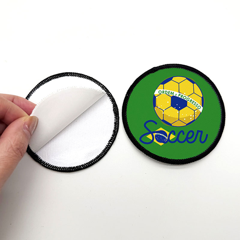 2 1/2' Patch Merrow Kain Sublimasi Bulat dengan Perekat