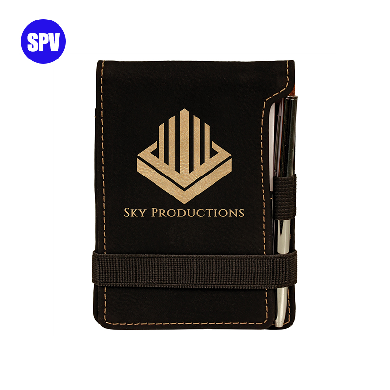 Notepad Mini Kulit Buatan Laser dengan Pena