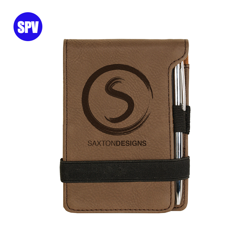 Notepad Mini Kulit Buatan Laser dengan Pena