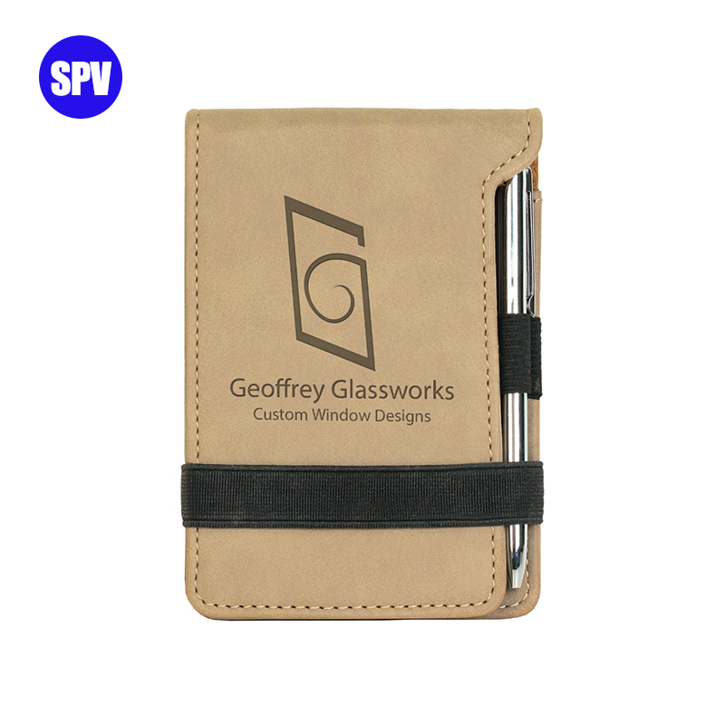 Notepad Mini Kulit Buatan Laser dengan Pena