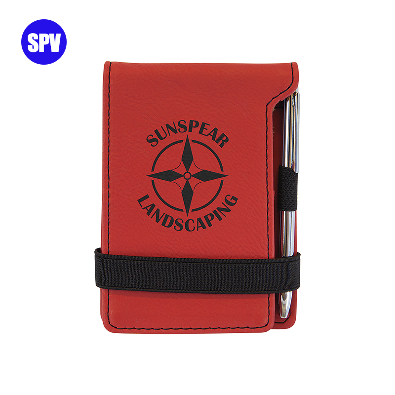 Notepad Mini Kulit Buatan Laser dengan Pena