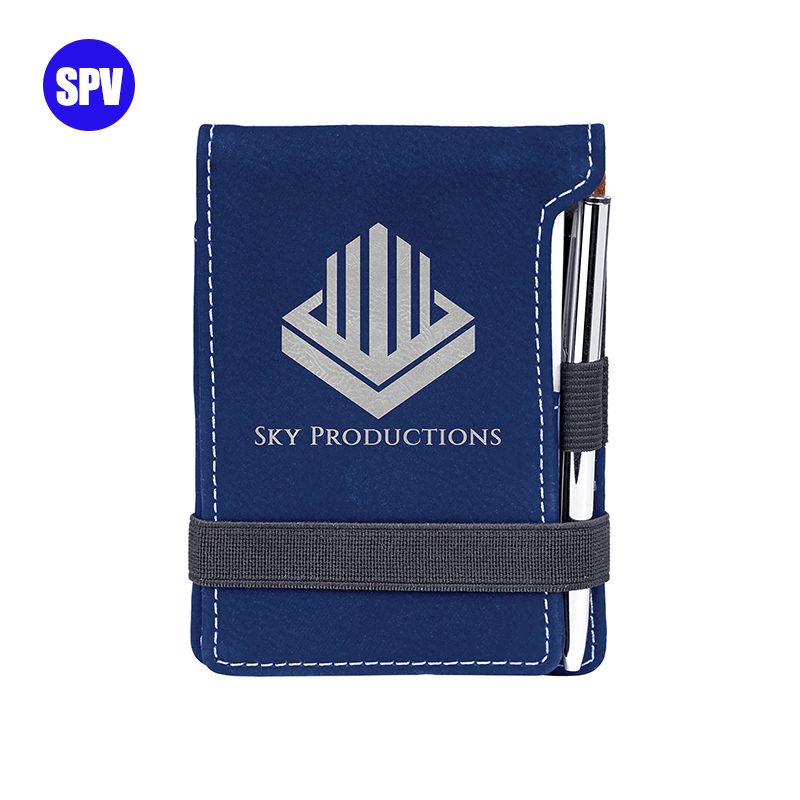 Notepad Mini Kulit Buatan Laser dengan Pena