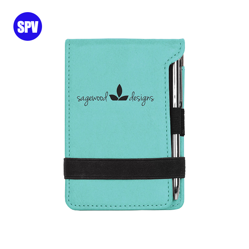 Notepad Mini Kulit Buatan Laser dengan Pena