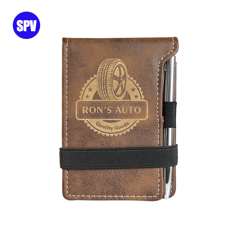 Notepad Mini Kulit Buatan Laser dengan Pena