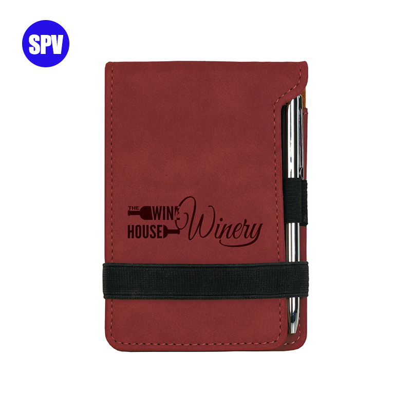 Notepad Mini Kulit Buatan Laser dengan Pena