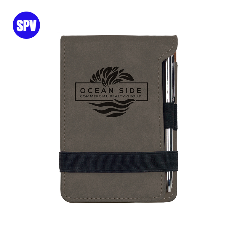 Notepad Mini Kulit Buatan Laser dengan Pena