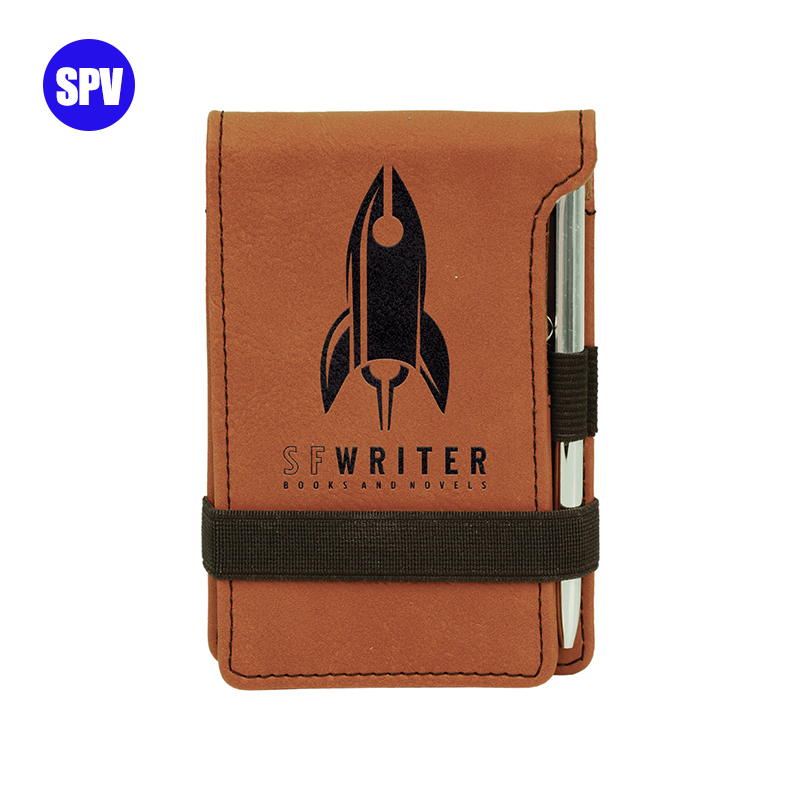 Notepad Mini Kulit Buatan Laser dengan Pena