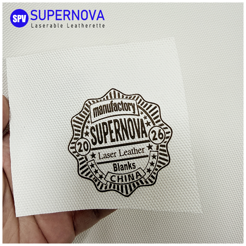 Lembaran kulit imitasi Canvas Pro White yang dapat dilaser dengan perekat/tanpa perekat
