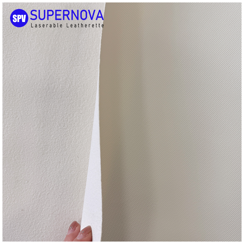 Lembaran kulit imitasi Canvas Pro White yang dapat dilaser dengan perekat/tanpa perekat