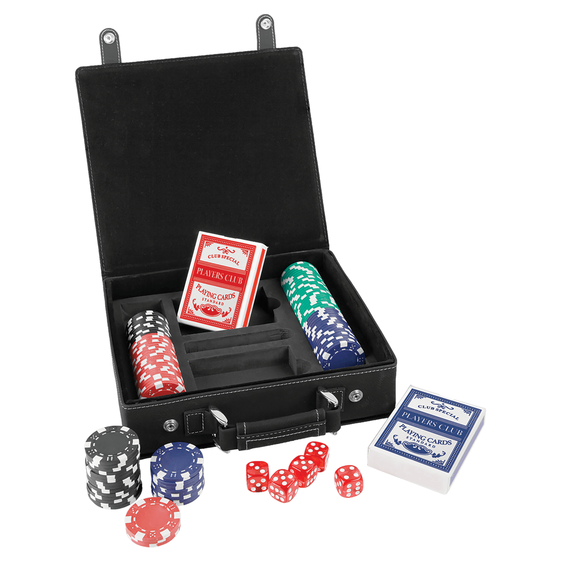 Poker Kulit Buatan Laser, Set Kartu dan Dadu