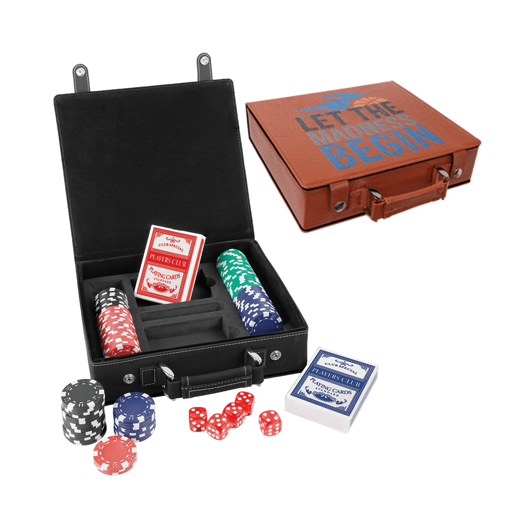 Poker Kulit Buatan Laser, Set Kartu dan Dadu