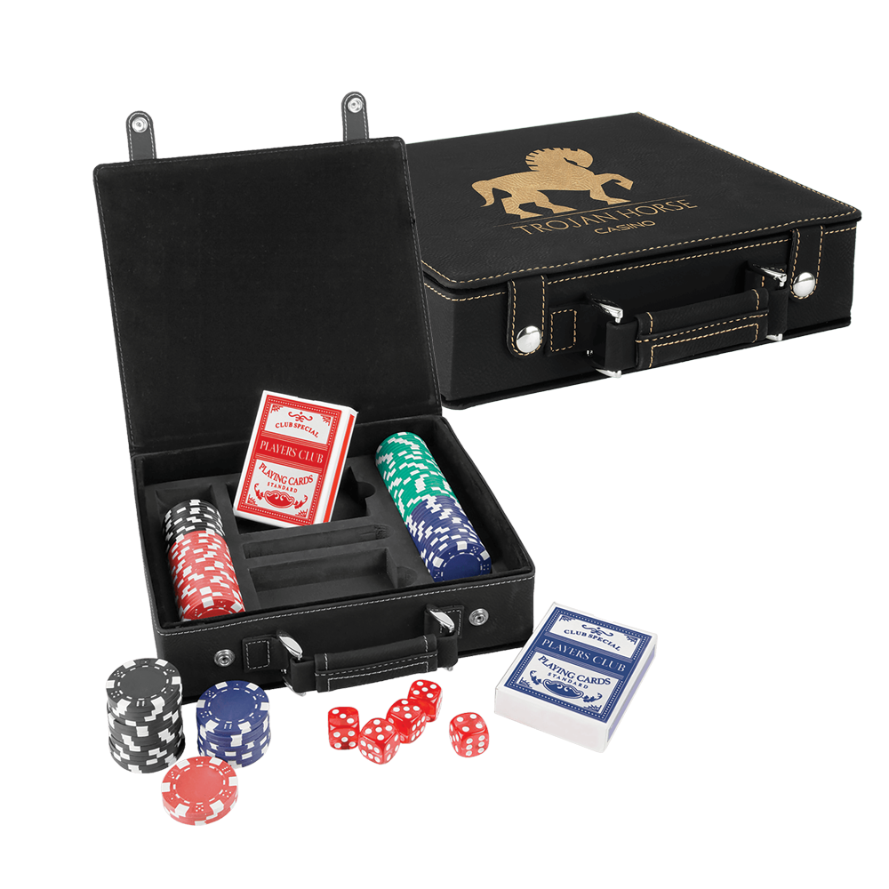 Poker Kulit Buatan Laser, Set Kartu dan Dadu
