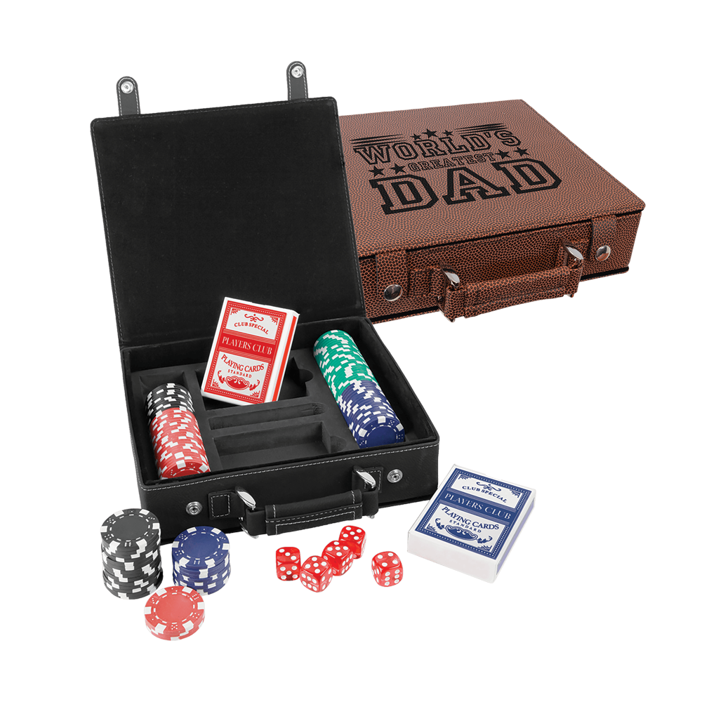 Poker Kulit Buatan Laser, Set Kartu dan Dadu