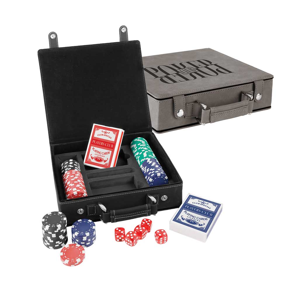 Poker Kulit Buatan Laser, Set Kartu dan Dadu
