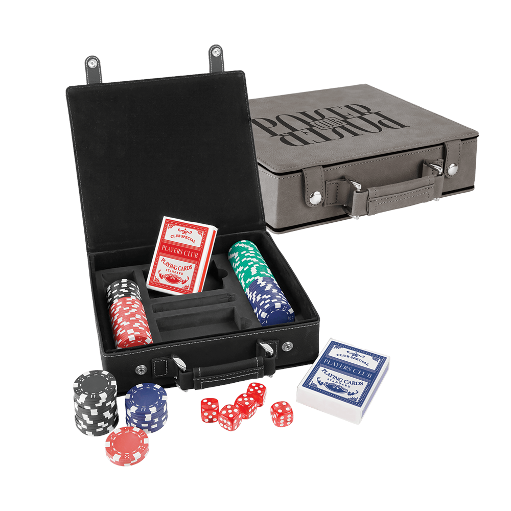 Poker Kulit Buatan Laser, Set Kartu dan Dadu