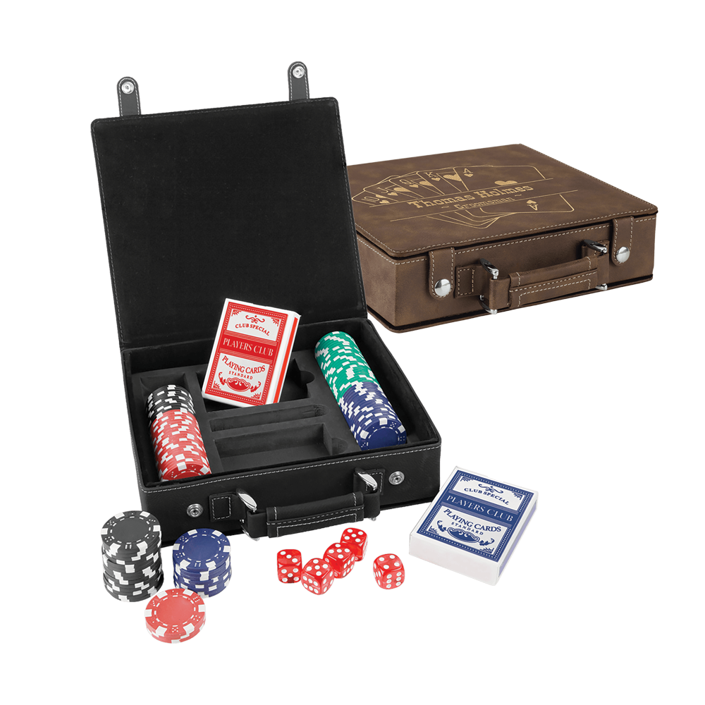 Poker Kulit Buatan Laser, Set Kartu dan Dadu