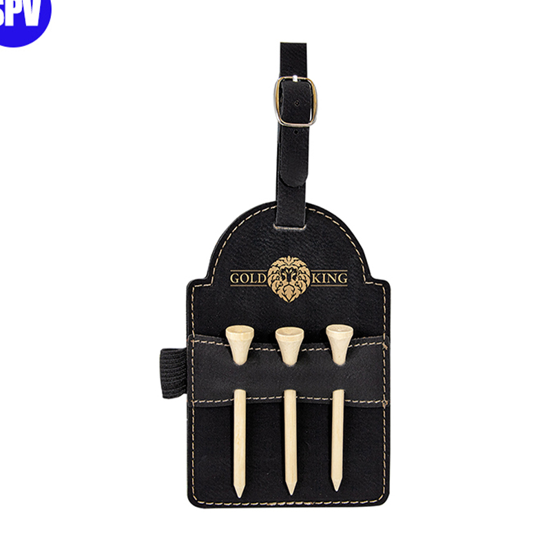 Tag Tas Golf Kulit Buatan Laser dengan Tee Tag Tas Golf Kulit Buatan Laser dengan Tee