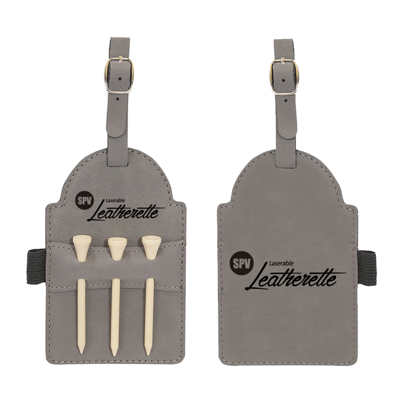 Tag Tas Golf Kulit Buatan Laser dengan Tee Tag Tas Golf Kulit Buatan Laser dengan Tee