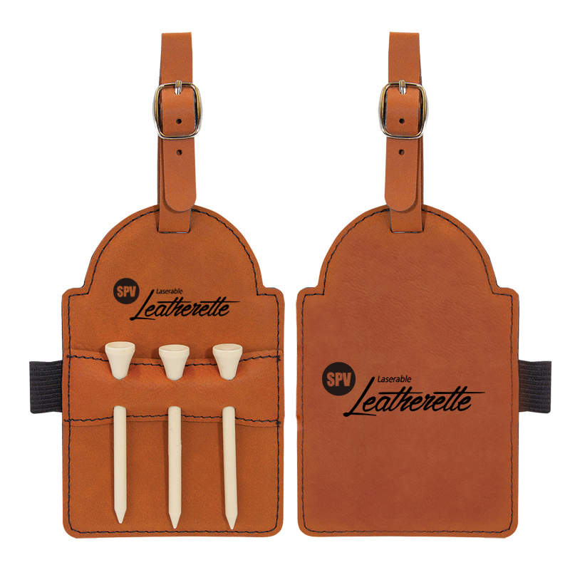 Tag Tas Golf Kulit Buatan Laser dengan Tee Tag Tas Golf Kulit Buatan Laser dengan Tee