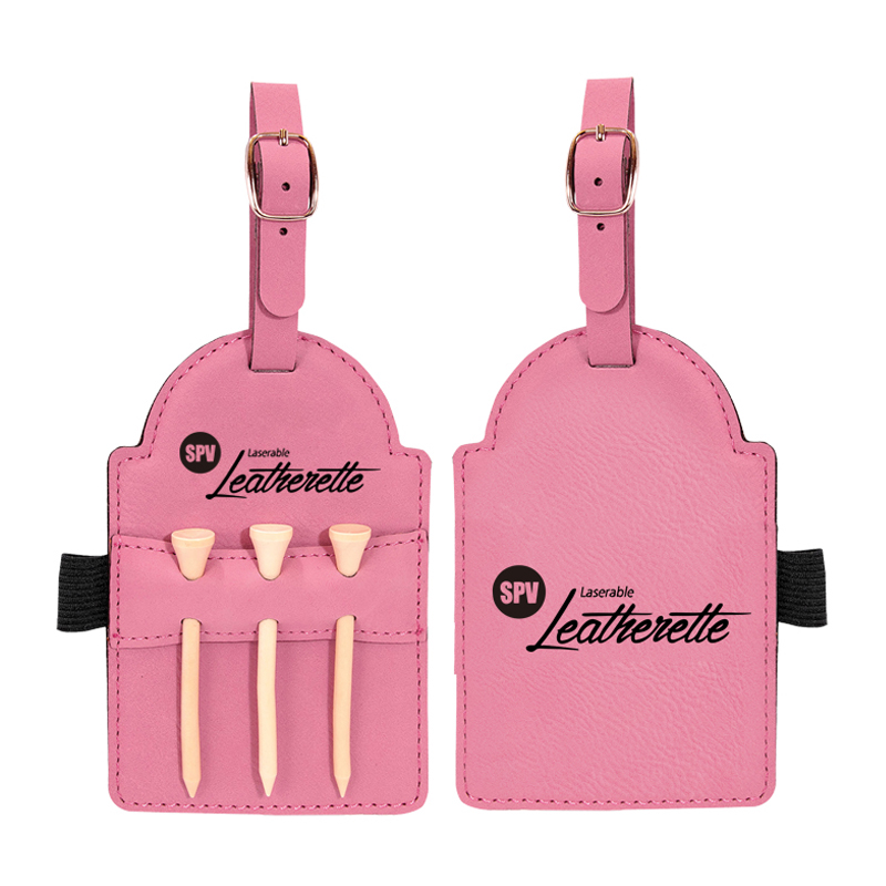 Tag Tas Golf Kulit Buatan Laser dengan Tee Tag Tas Golf Kulit Buatan Laser dengan Tee