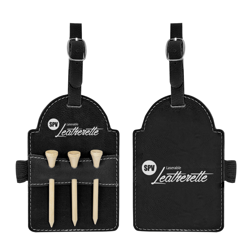 Tag Tas Golf Kulit Buatan Laser dengan Tee Tag Tas Golf Kulit Buatan Laser dengan Tee
