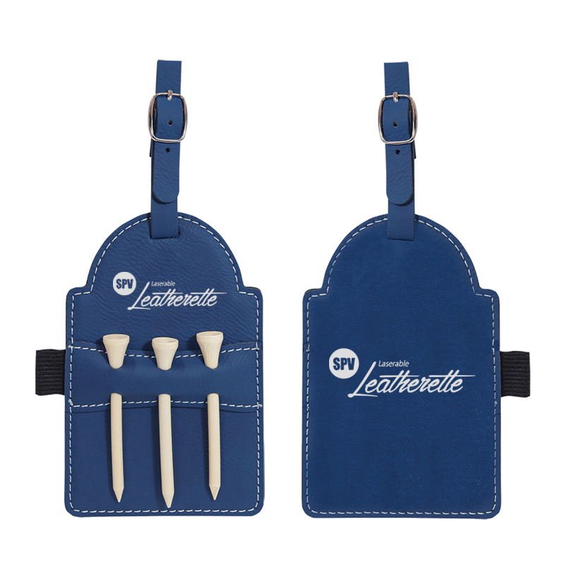 Tag Tas Golf Kulit Buatan Laser dengan Tee Tag Tas Golf Kulit Buatan Laser dengan Tee
