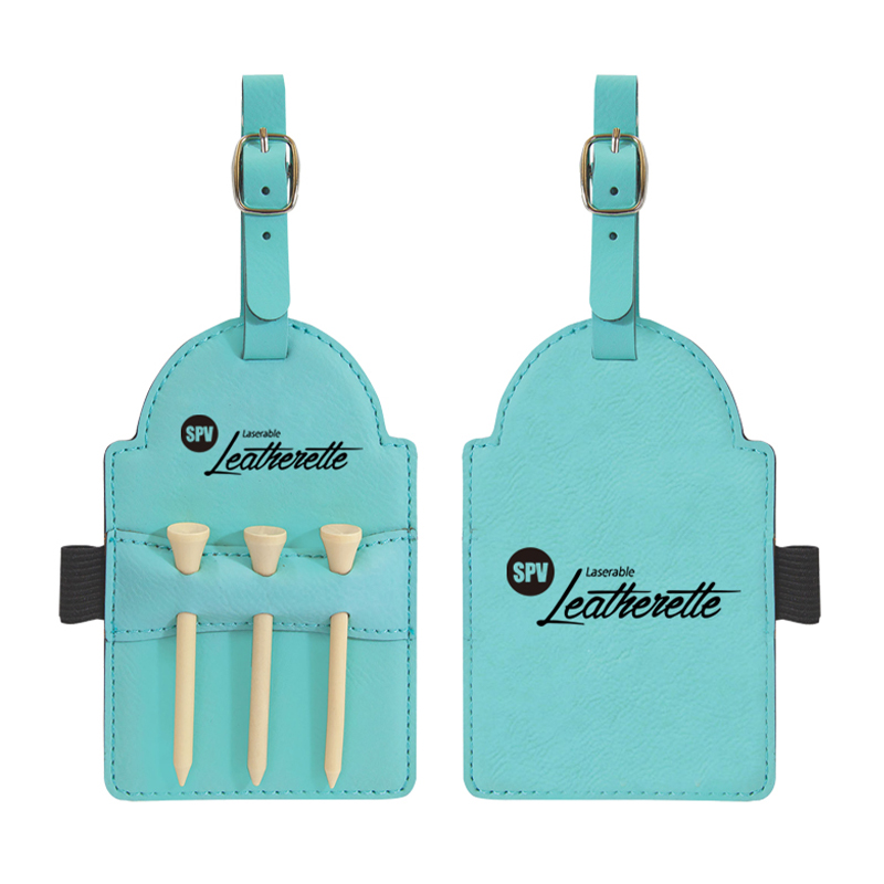 Tag Tas Golf Kulit Buatan Laser dengan Tee Tag Tas Golf Kulit Buatan Laser dengan Tee