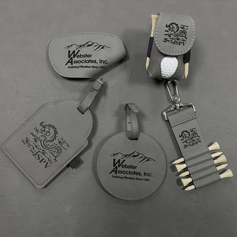 Tag Tas Golf Kulit Buatan Laser dengan Tee Tag Tas Golf Kulit Buatan Laser dengan Tee