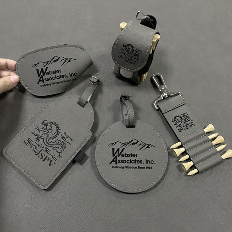 Tag Tas Golf Kulit Buatan Laser dengan Tee Tag Tas Golf Kulit Buatan Laser dengan Tee