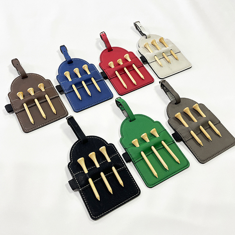 Tag Tas Golf Kulit Buatan Laser dengan Tee Tag Tas Golf Kulit Buatan Laser dengan Tee