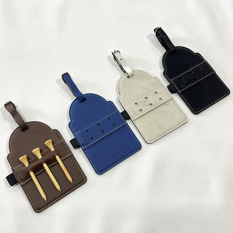 Tag Tas Golf Kulit Buatan Laser dengan Tee Tag Tas Golf Kulit Buatan Laser dengan Tee