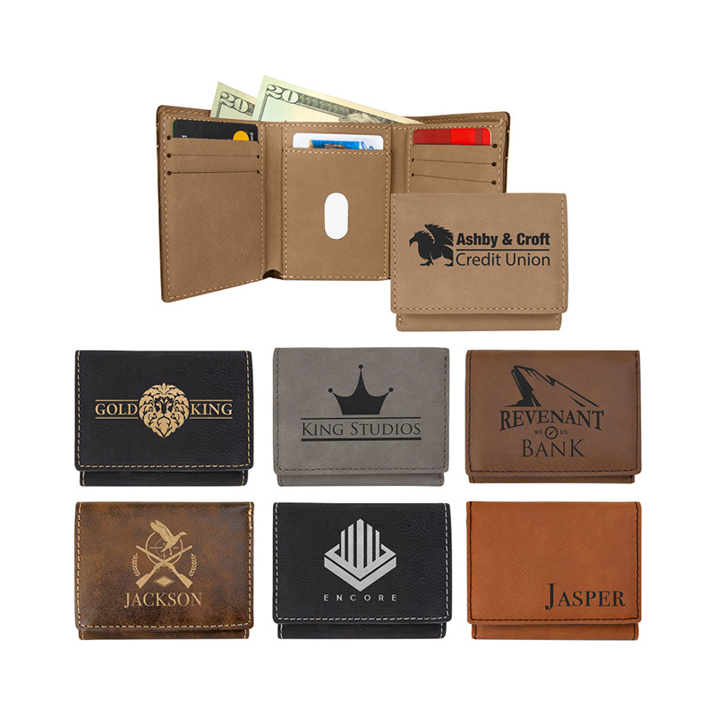 Dompet Lipat Tiga Kulit Buatan Laser