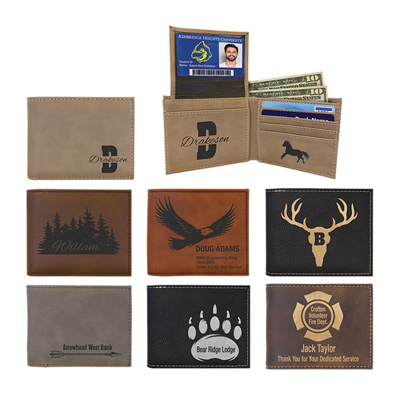 Dompet Lipat Dua Kulit Buatan Laser dengan Tampilan ID Flip Dompet Lipat Dua Kulit Buatan Laser dengan Tampilan ID Flip