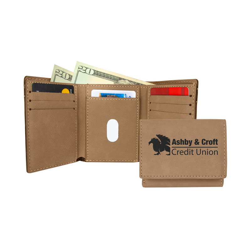 Dompet Lipat Tiga Kulit Buatan Laser