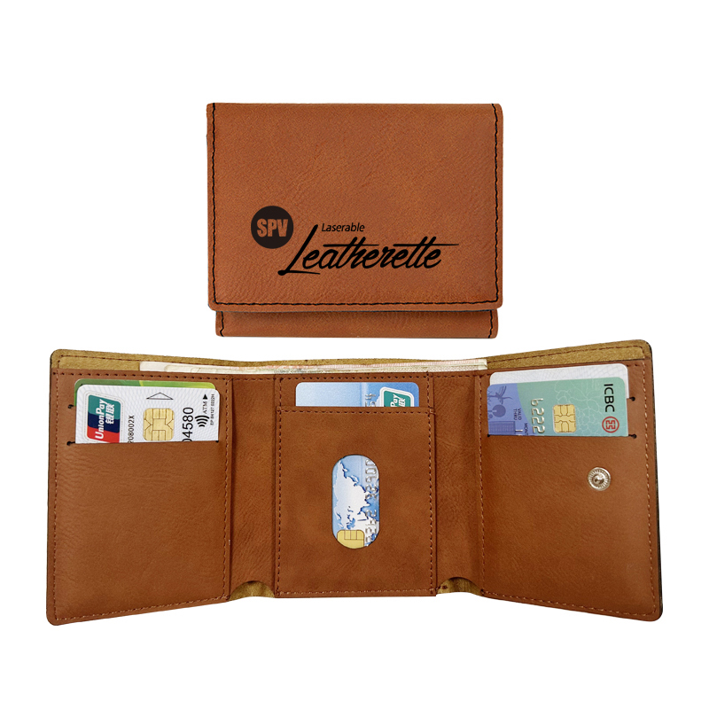 Dompet Lipat Tiga Kulit Buatan Laser