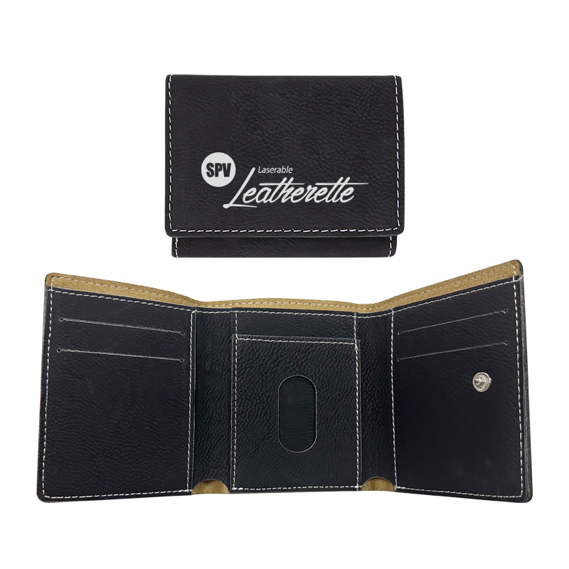 Dompet Lipat Tiga Kulit Buatan Laser
