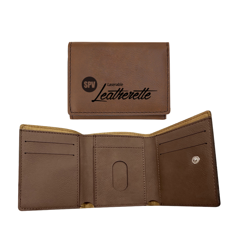 Dompet Lipat Tiga Kulit Buatan Laser