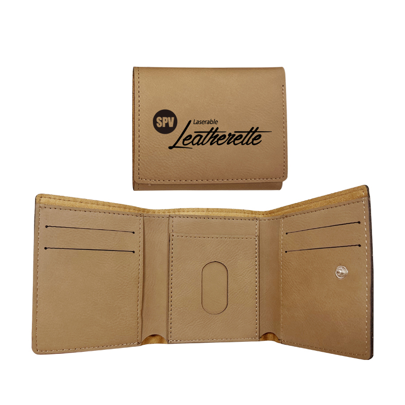 Dompet Lipat Tiga Kulit Buatan Laser