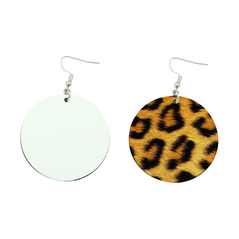 Anting Kulit PU Sublimasi Bentuk Bulat (pasangan)