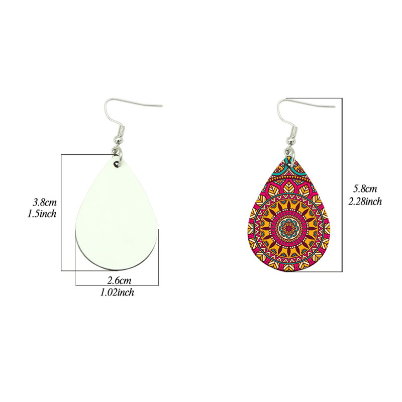 Anting Kulit PU Sublimasi Bentuk Tetesan (sepasang)