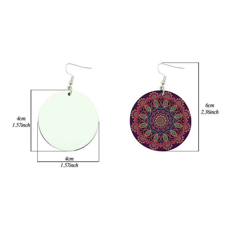 Anting Kulit PU Sublimasi Bentuk Bulat (pasangan)